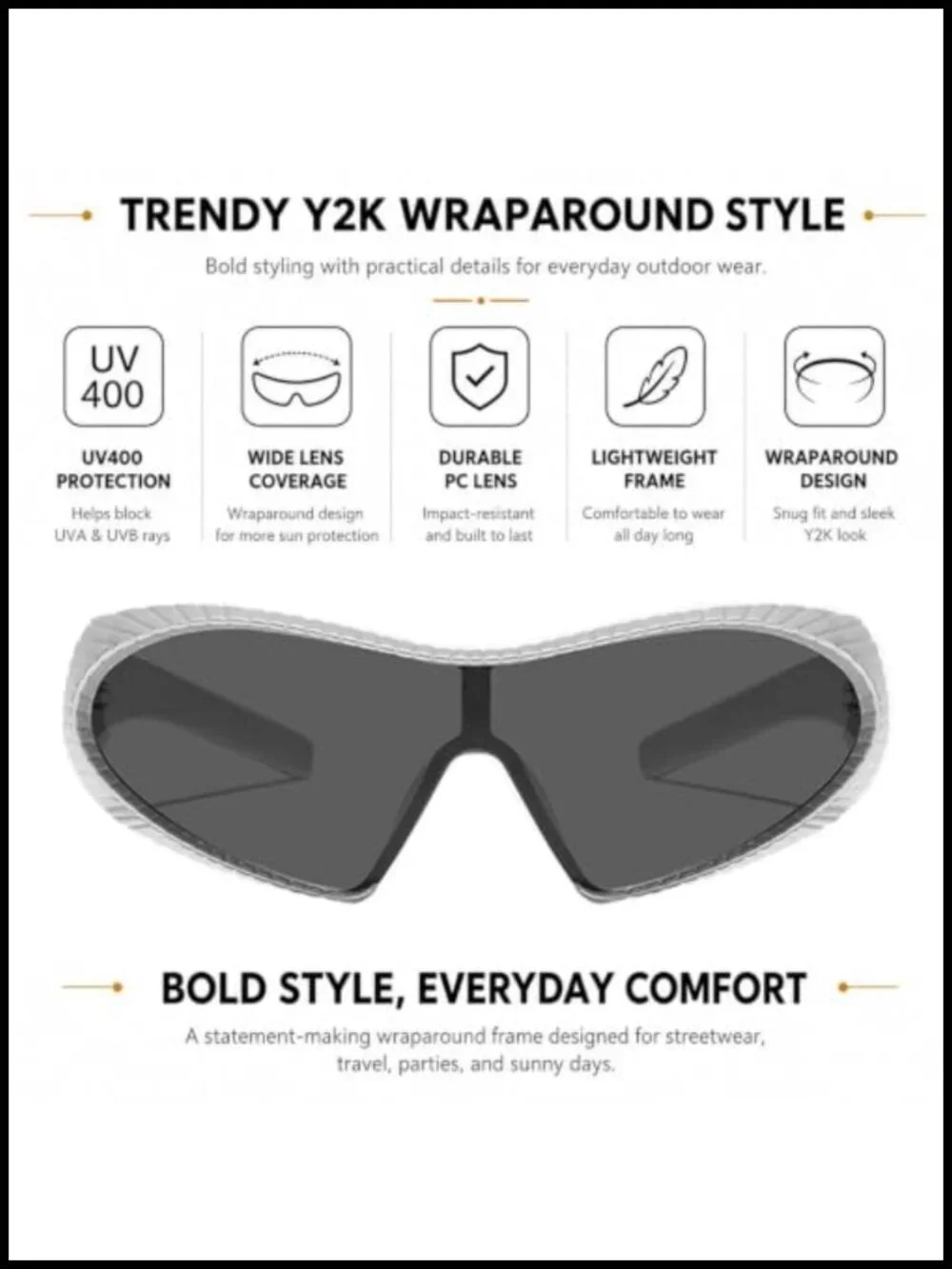 Cyberpunk Unisex Shield Sunglasses UV400 Protection Y2K Costume Party